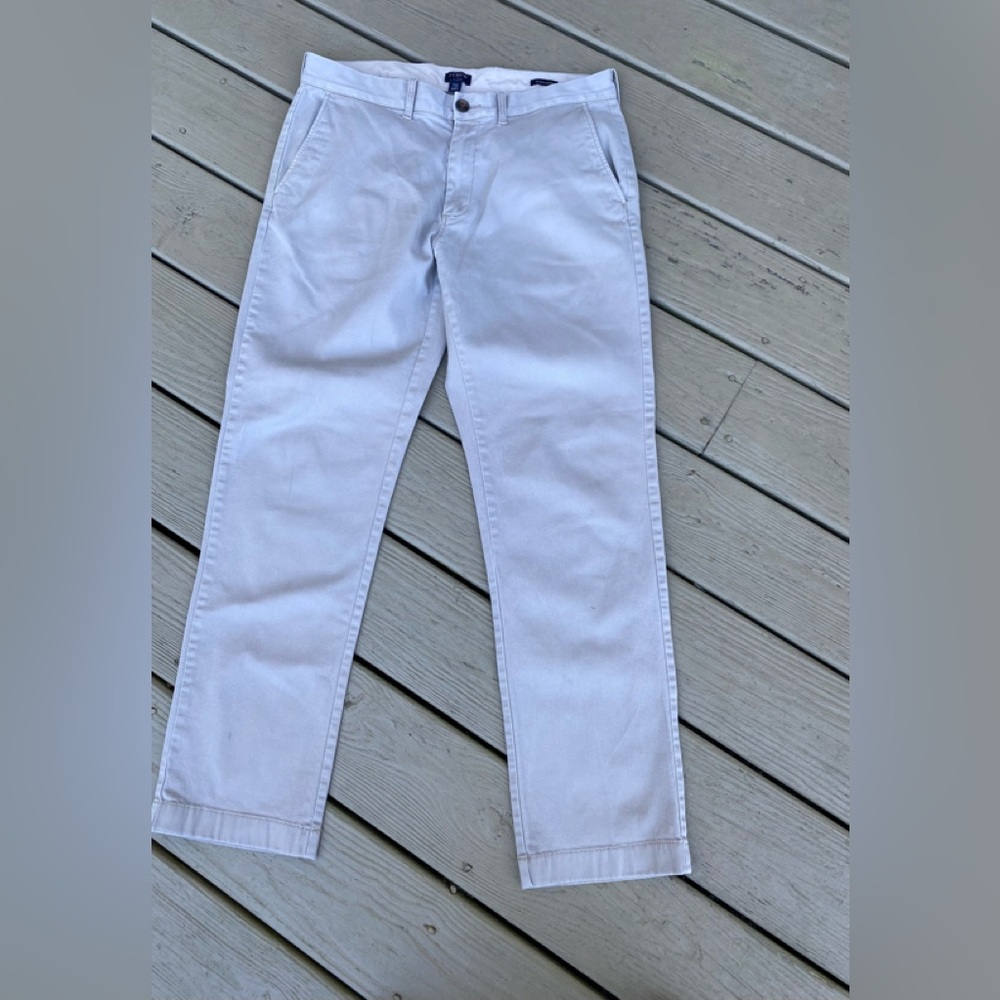 J. Crew - Mens FLEX cream color straight leg khaki pants, Size: 32/30